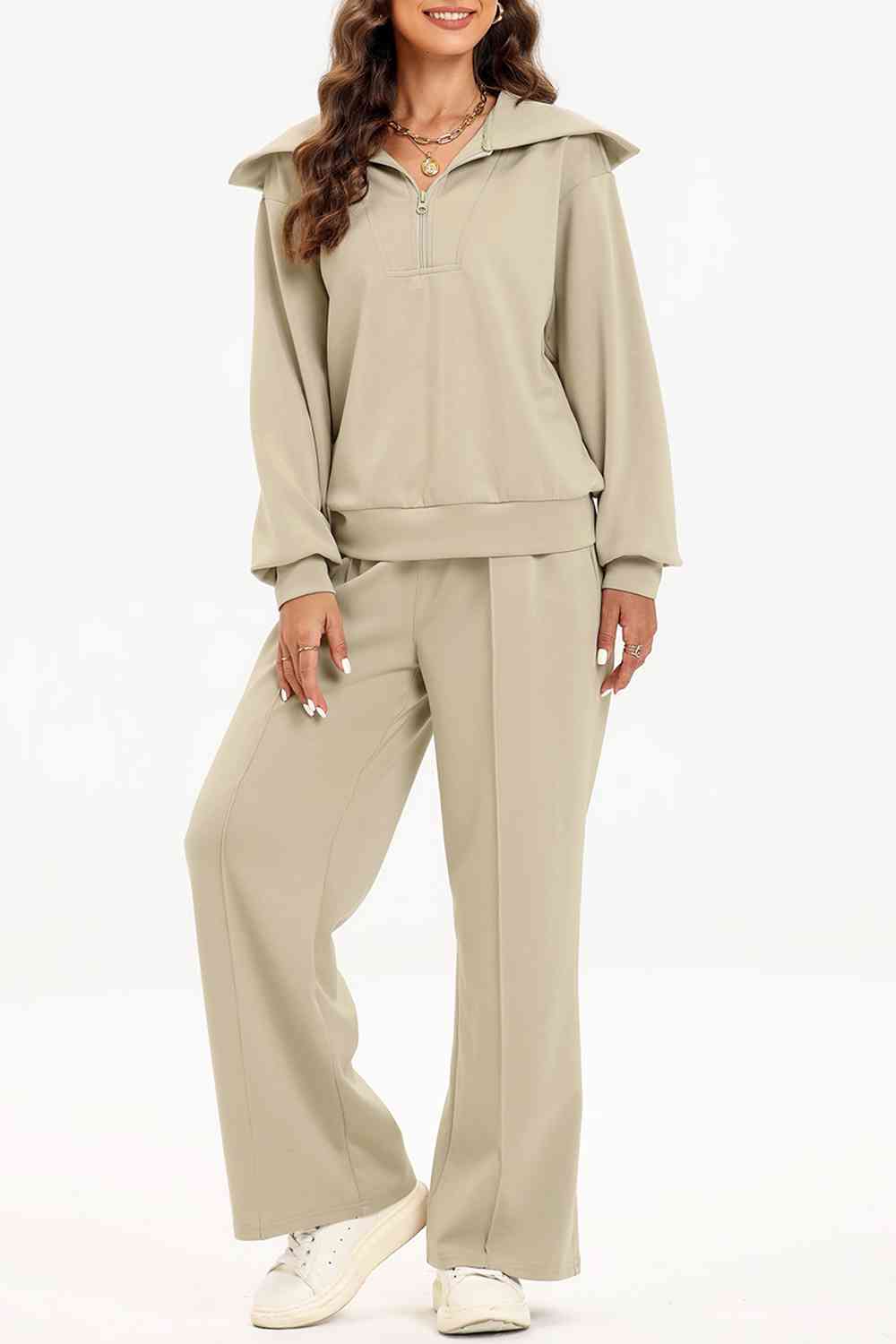 PREORDER Half Zip Collared Neck Sweatshirt and Pants Set