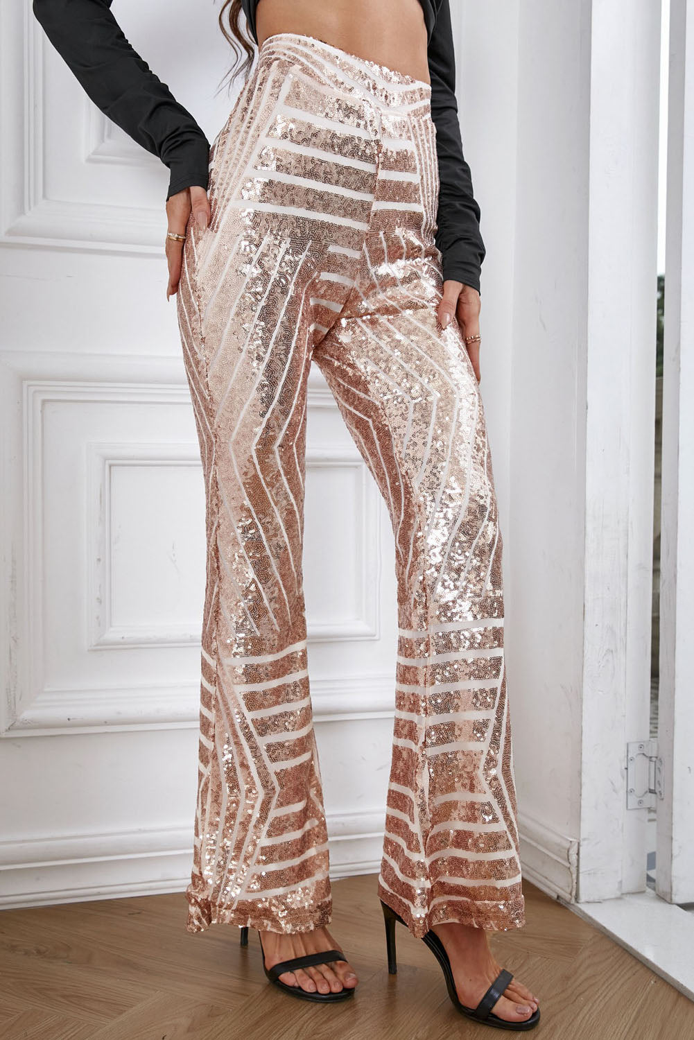 Preorder Sequin High Waist Flared Pants